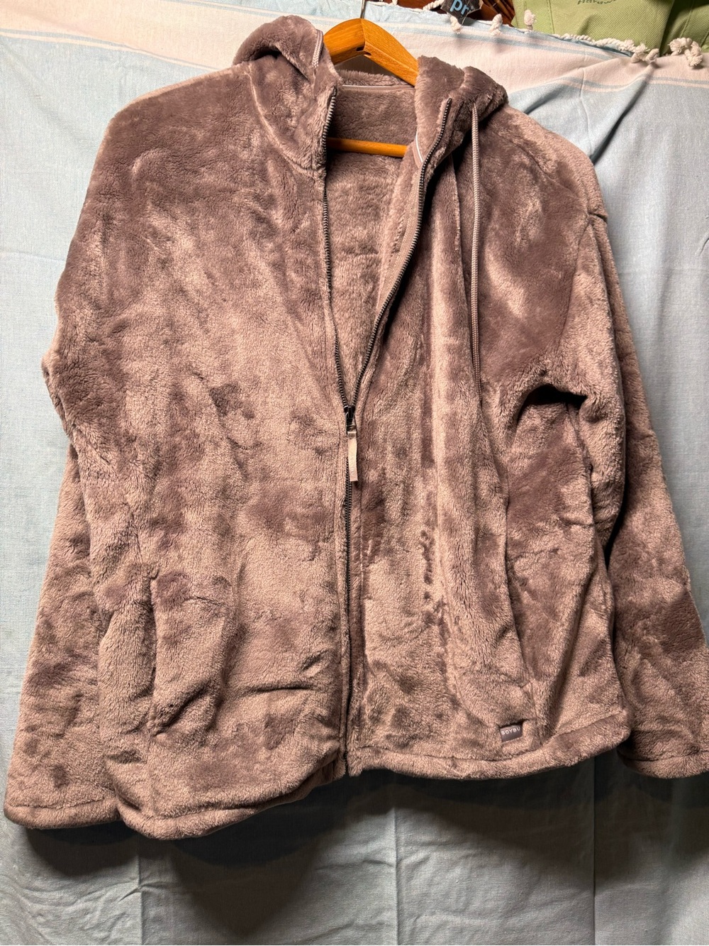 Plush Zip-Up Hooded Jacket - Taupe